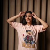 Women's Oversized Graphic T-Shirt – Hustle Cartoon Print